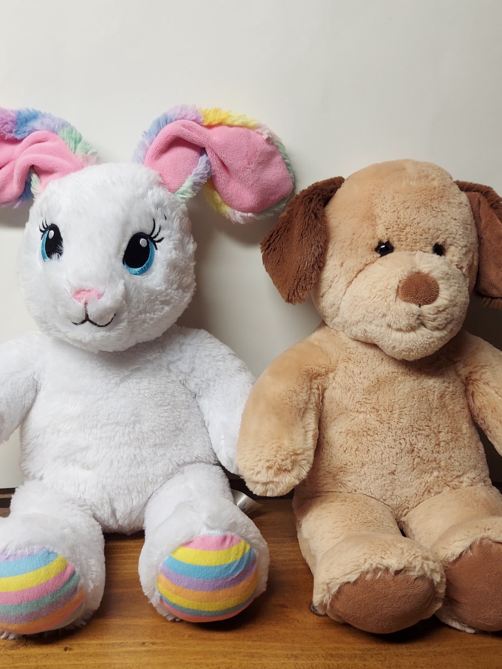 2 Build A Bear BAB 16" Soft Plushies: Sweet Striped Bunny and Cinnamon Puppy